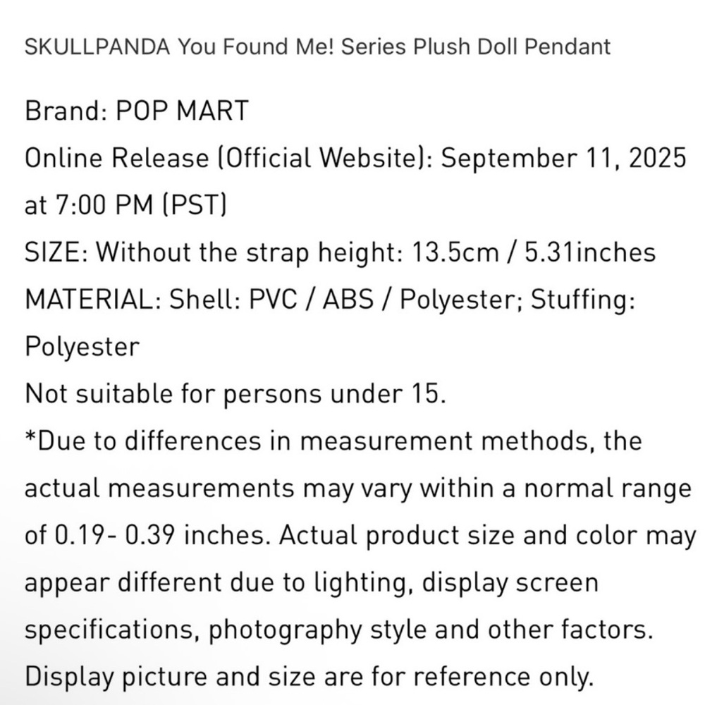POPMART SKULLPANDA YOU FOUND ME Plush Pendant SEALED AUTHENTIC-SNEAKY CHESTNUT - Picture 5 of 6